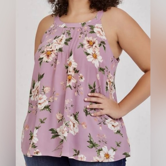 torrid Tops - TORRID Women’s Plus Size Floral Georgette Pleated Goddess Tank Size 3X
